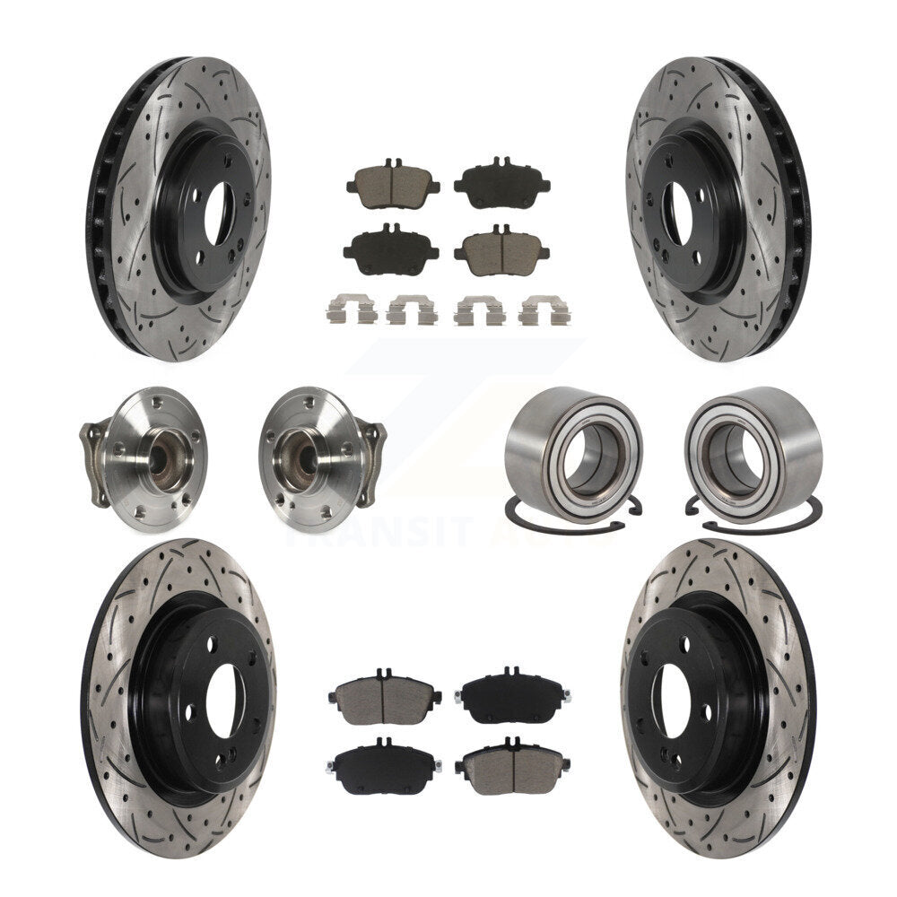 Hub Bearing Coat Brake Rotor Pads Front Rear Kit (10Pc) For Mercedes-Benz GLA250