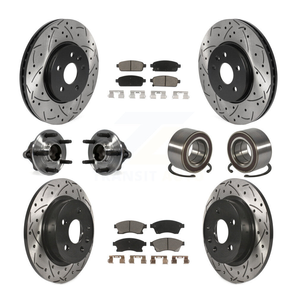Hub Bearing Coated Brake Rotor Pads Front Rear Kit (10Pc) For Chevrolet Sonic RS