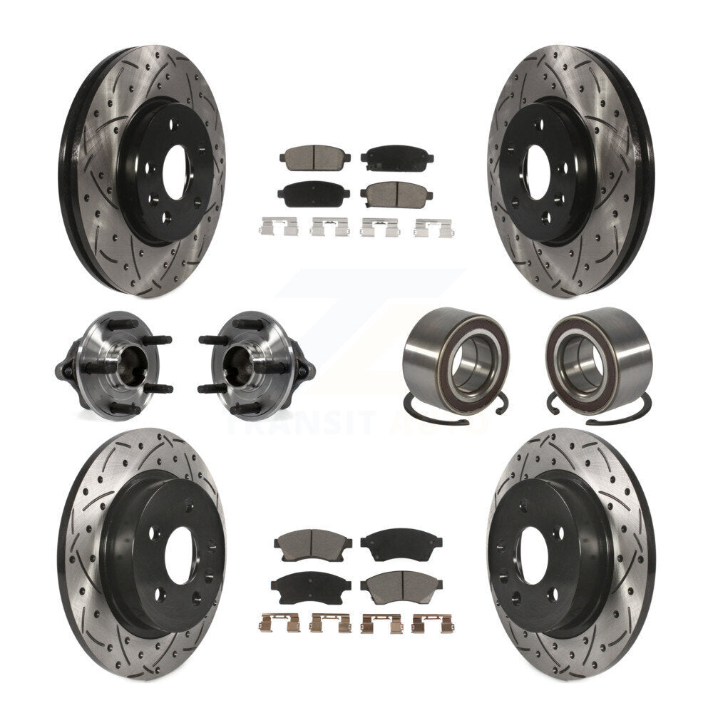 Hub Bearing Coated Brake Rotor And Pad Front Rear Kit (10Pc) For Chevrolet Sonic