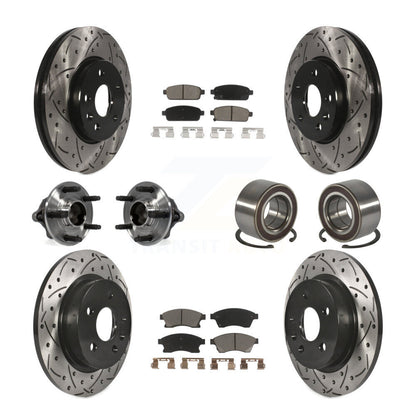 Hub Bearing Coated Brake Rotor And Pad Front Rear Kit (10Pc) For Chevrolet Sonic