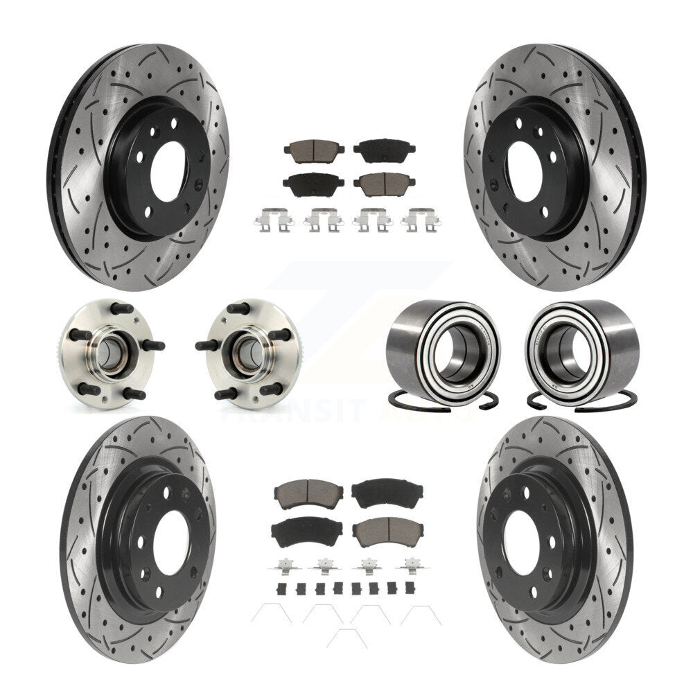 Hub Bearing Coated Brake Rotor Pad Front Rear Kit (10Pc) For Ford Fusion Mazda 6