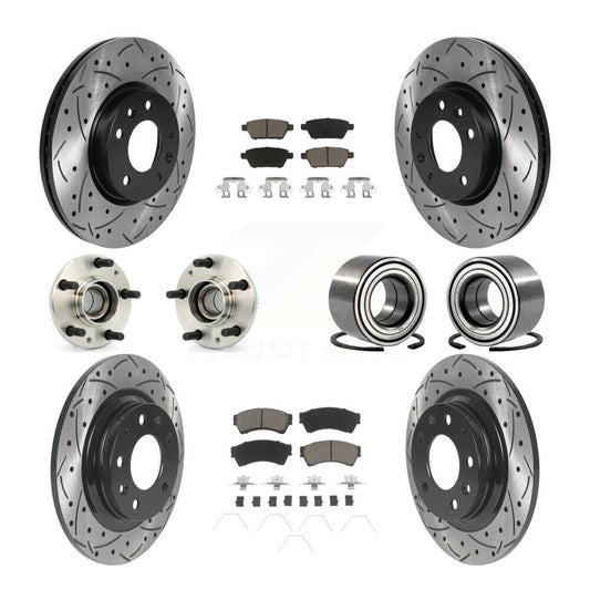 Hub Bearing Coated Brake Rotor Pad Front Rear Kit (10Pc) For Ford Fusion Mazda 6