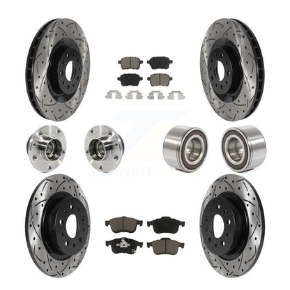 Hub Bearing Coated Brake Rotor Pad Front Rear Kit (10Pc) For 2014-2018 Fiat 500L
