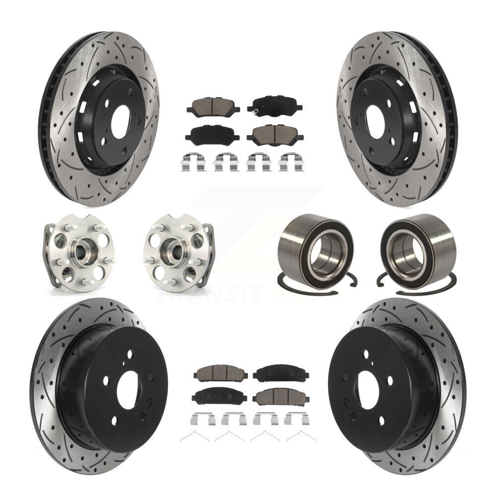 Hub Bearing Coated Brake Rotor & Pads Front Rear Kit (10Pc) For Toyota Venza AWD