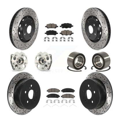 Hub Bearing Coated Brake Rotor & Pads Front Rear Kit (10Pc) For Toyota Venza AWD