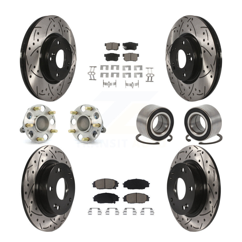 Hub Bearing Coat Brake Rotor Pad Front Rear Kit (10Pc) For Honda Civic Acura CSX