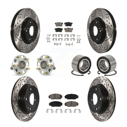 Hub Bearing Coat Brake Rotor Pad Front Rear Kit (10Pc) For Honda Civic Acura CSX