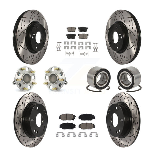 Hub Bearing Coat Brake Rotor Pad Front Rear Kit (10Pc) For Honda Civic Acura CSX