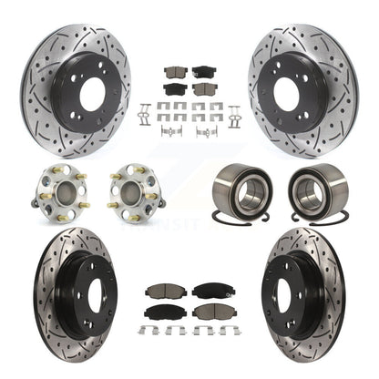 Hub Bearing Coated Disc Brake Rotor & Pads Front Rear Kit (10Pc) For Honda Civic