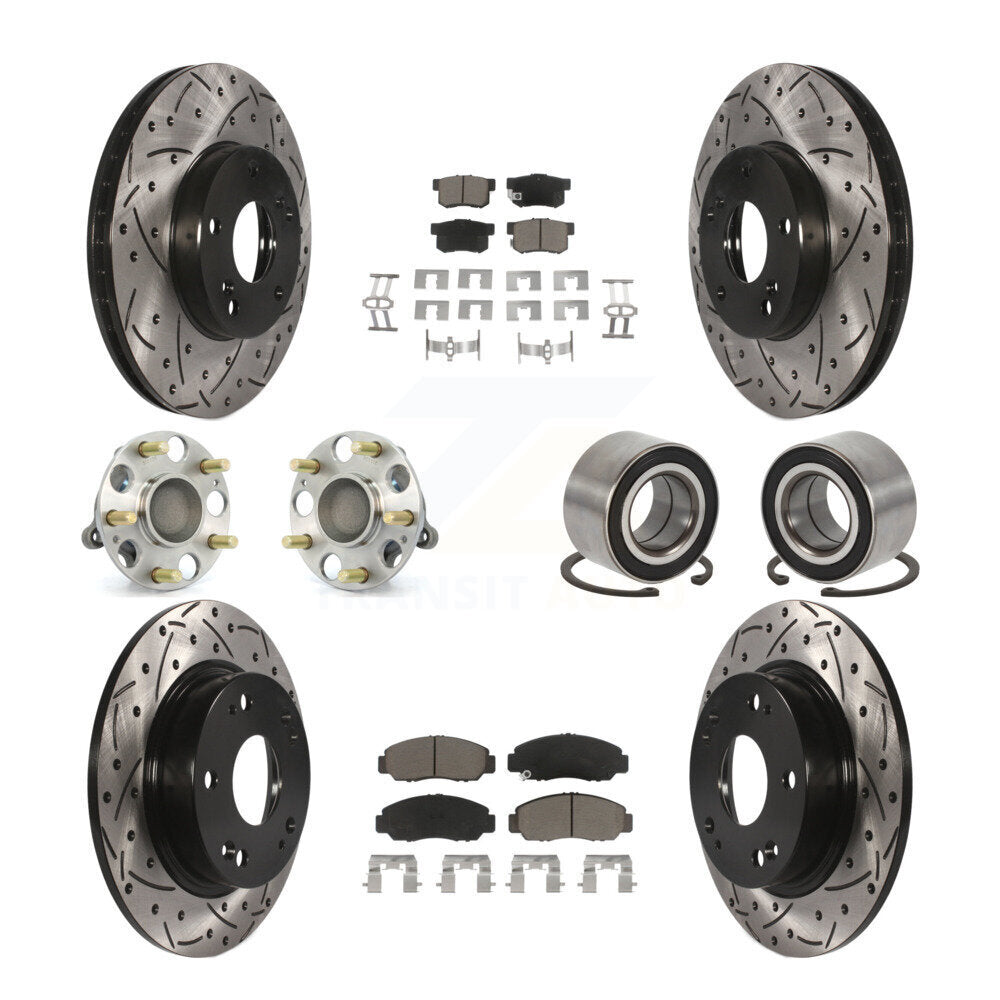 Hub Bearing Coated Disc Brake Rotor And Pads Front Rear Kit (10Pc) For Acura CSX