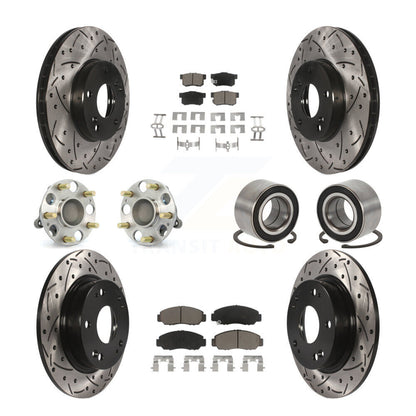 Hub Bearing Coated Disc Brake Rotor And Pads Front Rear Kit (10Pc) For Acura CSX