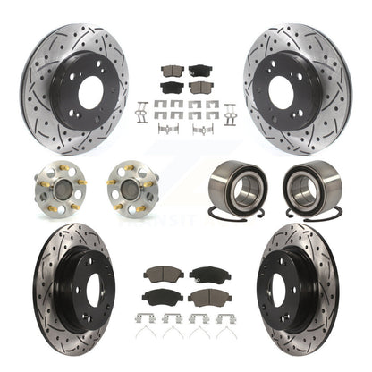 Hub Bearing Coated Disc Brake Rotor & Pads Front Rear Kit (10Pc) For Honda Civic