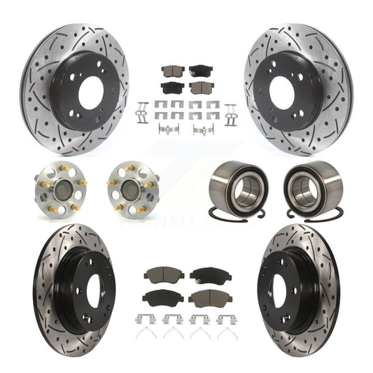 Hub Bearing Coated Disc Brake Rotor & Pads Front Rear Kit (10Pc) For Honda Civic