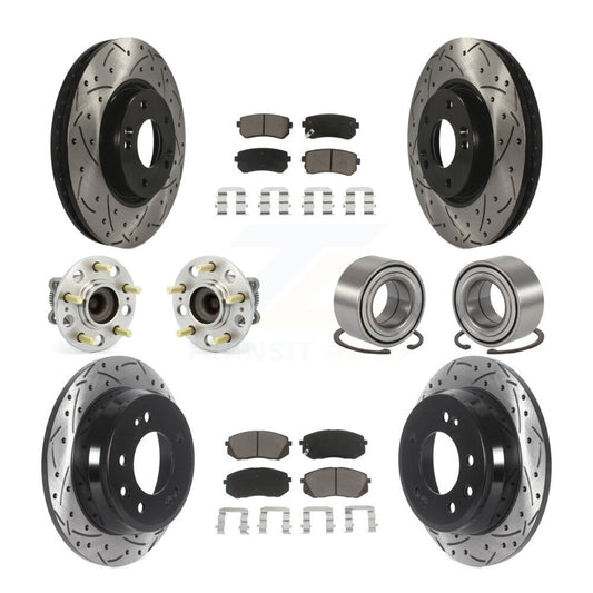 Hub Bearing Coated Brake Rotor Pads Front Rear Kit (10Pc) For Hyundai Tucson Kia