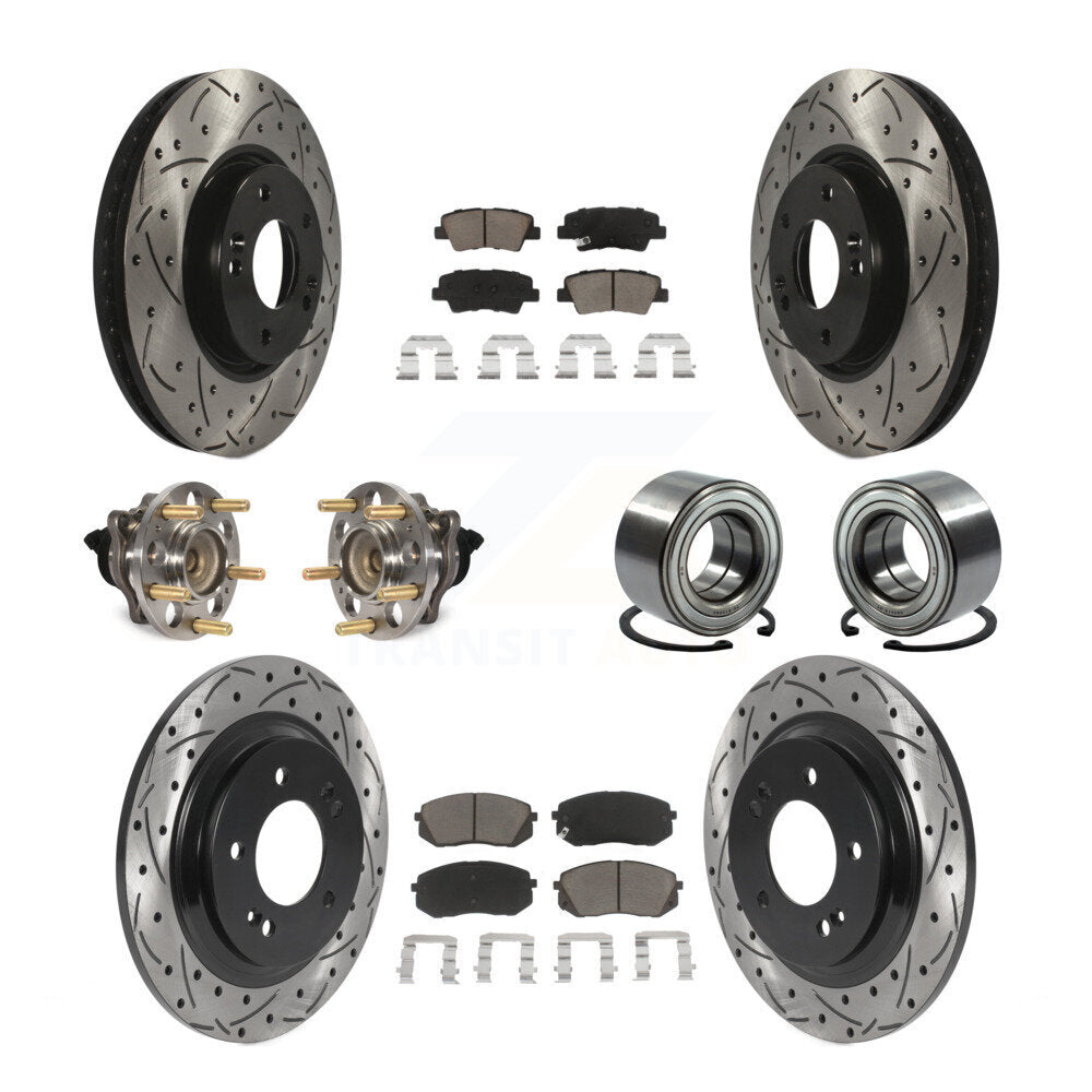 Hub Bearing Coated Disc Brake Rotor & Pads Front Rear Kit (10Pc) For Kia Soul EV