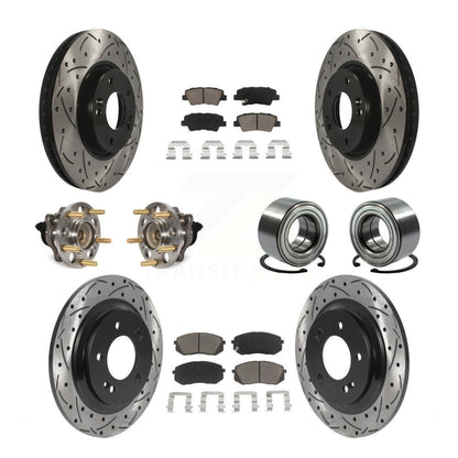 Hub Bearing Coated Disc Brake Rotor & Pads Front Rear Kit (10Pc) For Kia Soul EV