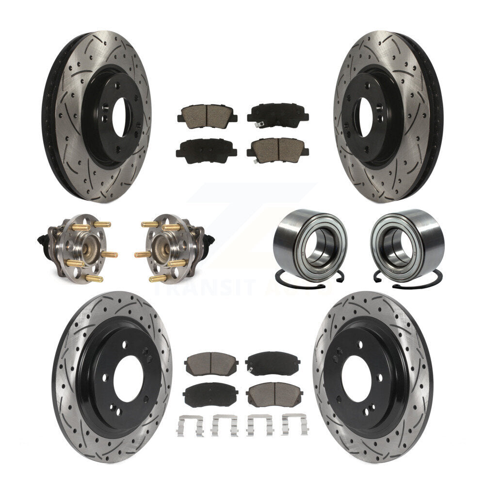 Hub Bearing Coated Disc Brake Rotor & Pads Front Rear Kit (10Pc) For Kia Soul EV