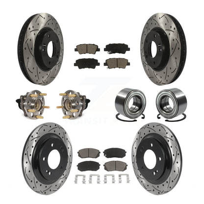 Hub Bearing Coated Disc Brake Rotor & Pads Front Rear Kit (10Pc) For Kia Soul EV