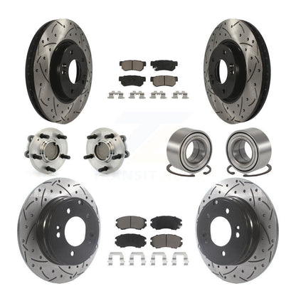 Hub Bearing Coated Disc Brake Rotor Pad Front Rear Kit (10Pc) For Hyundai Sonata
