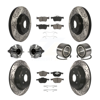 Hub Bearing Coated Disc Brake Rotor & Pads Front Rear Kit (10Pc) For Ford Escape