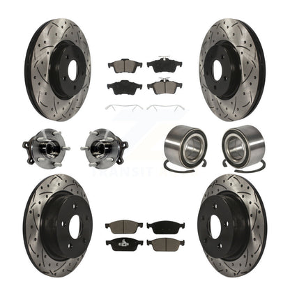 Hub Bearing Coated Disc Brake Rotor & Pads Front Rear Kit (10Pc) For Ford Escape