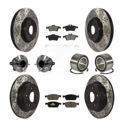Hub Bearing Coated Disc Brake Rotor & Pads Front Rear Kit (10Pc) For Ford Escape