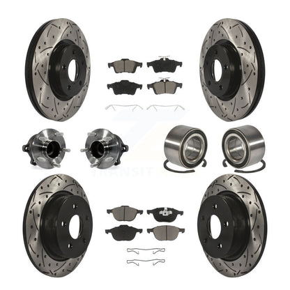 Hub Bearing Coated Brake Rotor & Pad Front Rear Kit (10Pc) For Ford Escape C-Max