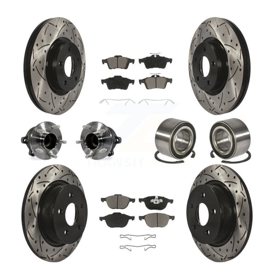 Hub Bearing Coated Brake Rotor & Pad Front Rear Kit (10Pc) For Ford Escape C-Max