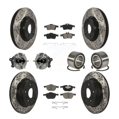 Hub Bearing Coated Disc Brake Rotor & Pads Front Rear Kit (10Pc) For Ford Escape