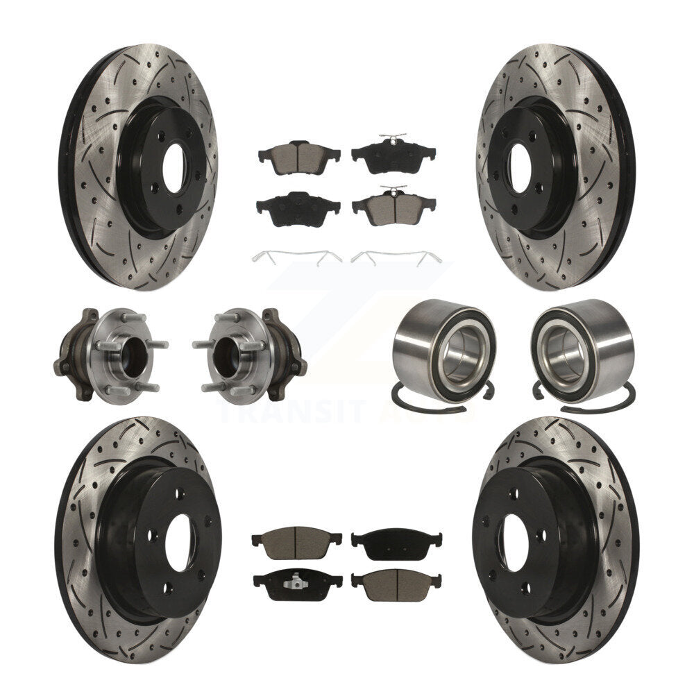 Hub Bearing Coat Brake Rotor Pads Front Rear Kit (10Pc) For Ford Transit Connect
