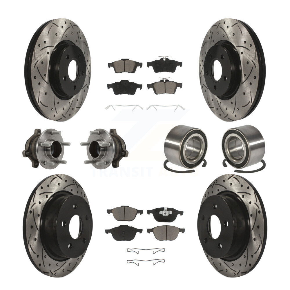 Hub Bearing Coat Brake Rotor Pads Front Rear Kit (10Pc) For Ford Transit Connect