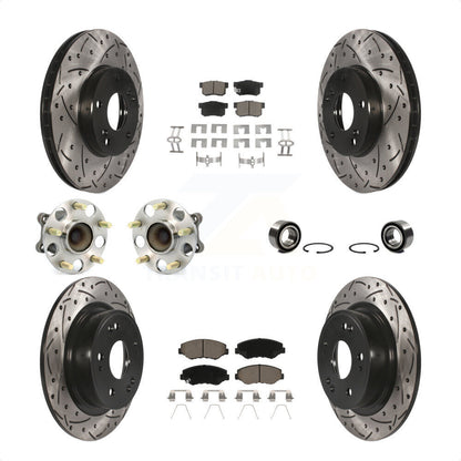 Hub Bearing Coated Disc Brake Rotor & Pad Front Rear Kit (10Pc) For Honda Accord