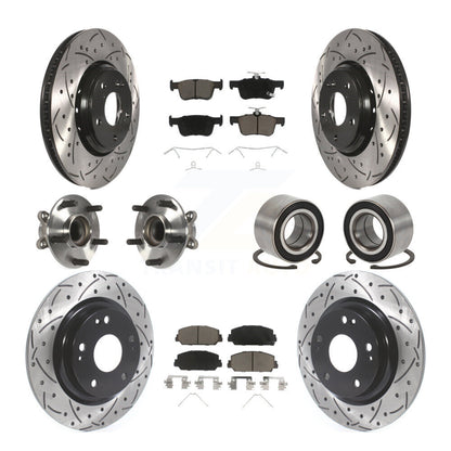 Hub Bearing Coated Disc Brake Rotor & Pads Front Rear Kit (10Pc) For Honda Civic