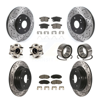 Hub Bearing Coated Brake Rotor Pads Front Rear Kit (10Pc) For Honda Accord Acura