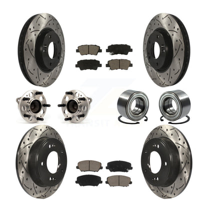 Hub Bearing Coated Brake Rotor & Pads Front Rear Kit (10Pc) For Kia Forte Forte5