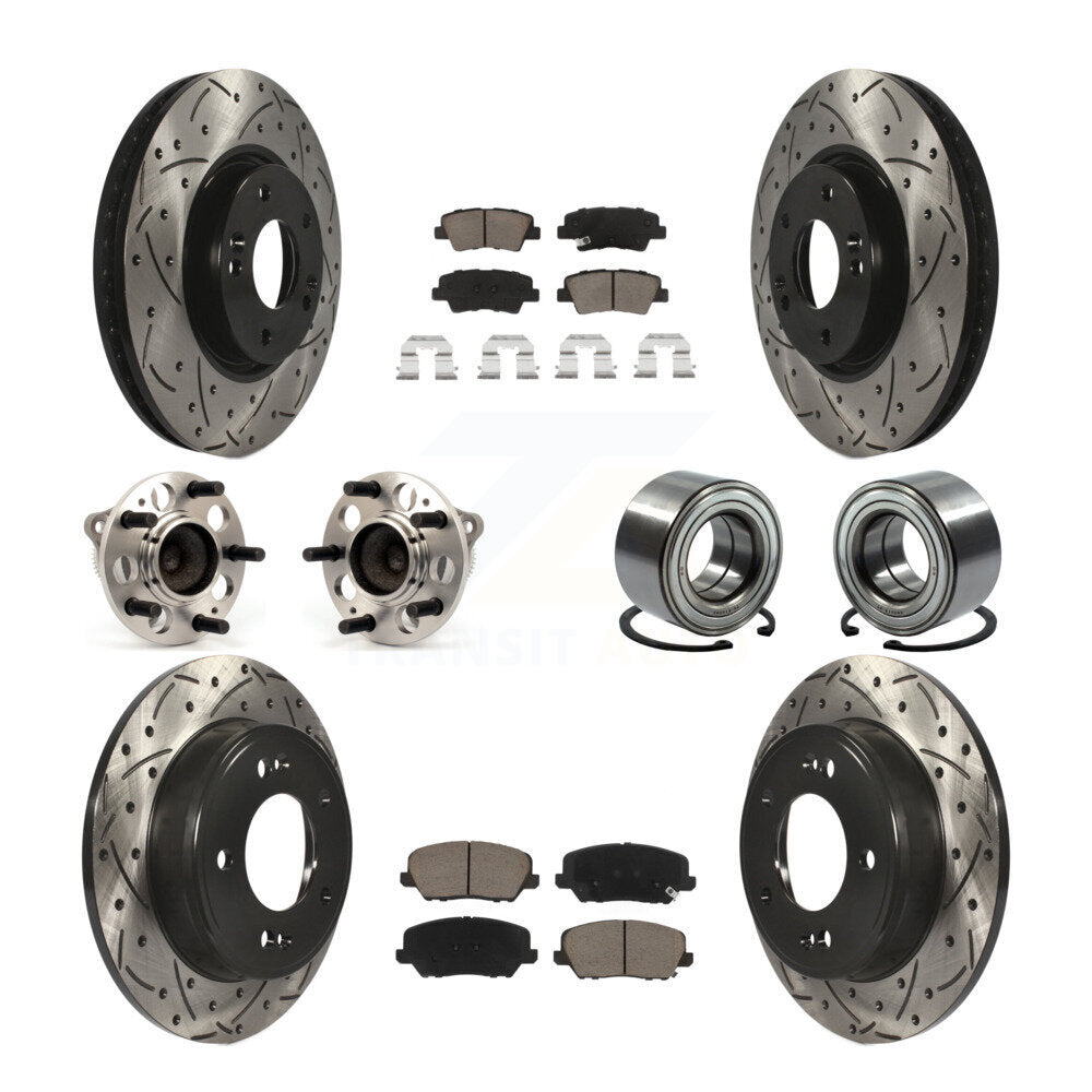 Hub Bearing Coated Disc Brake Rotor Pad Front Rear Kit (10Pc) For Kia Forte Koup