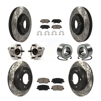 Hub Bearing Coated Disc Brake Rotor Pad Front Rear Kit (10Pc) For Kia Forte Koup