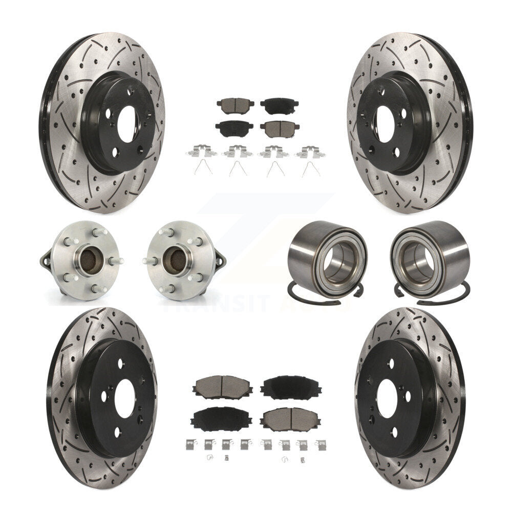 Hub Bearing Coat Brake Rotor Pad Front Rear Kit (10Pc) For Toyota Corolla Matrix