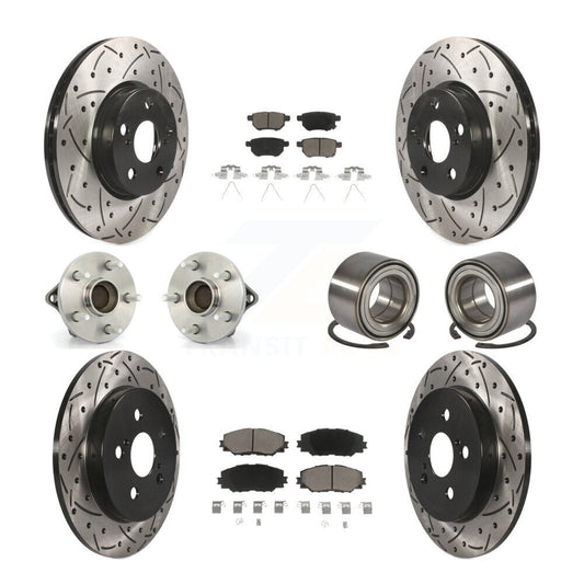 Hub Bearing Coat Brake Rotor Pad Front Rear Kit (10Pc) For Toyota Corolla Matrix
