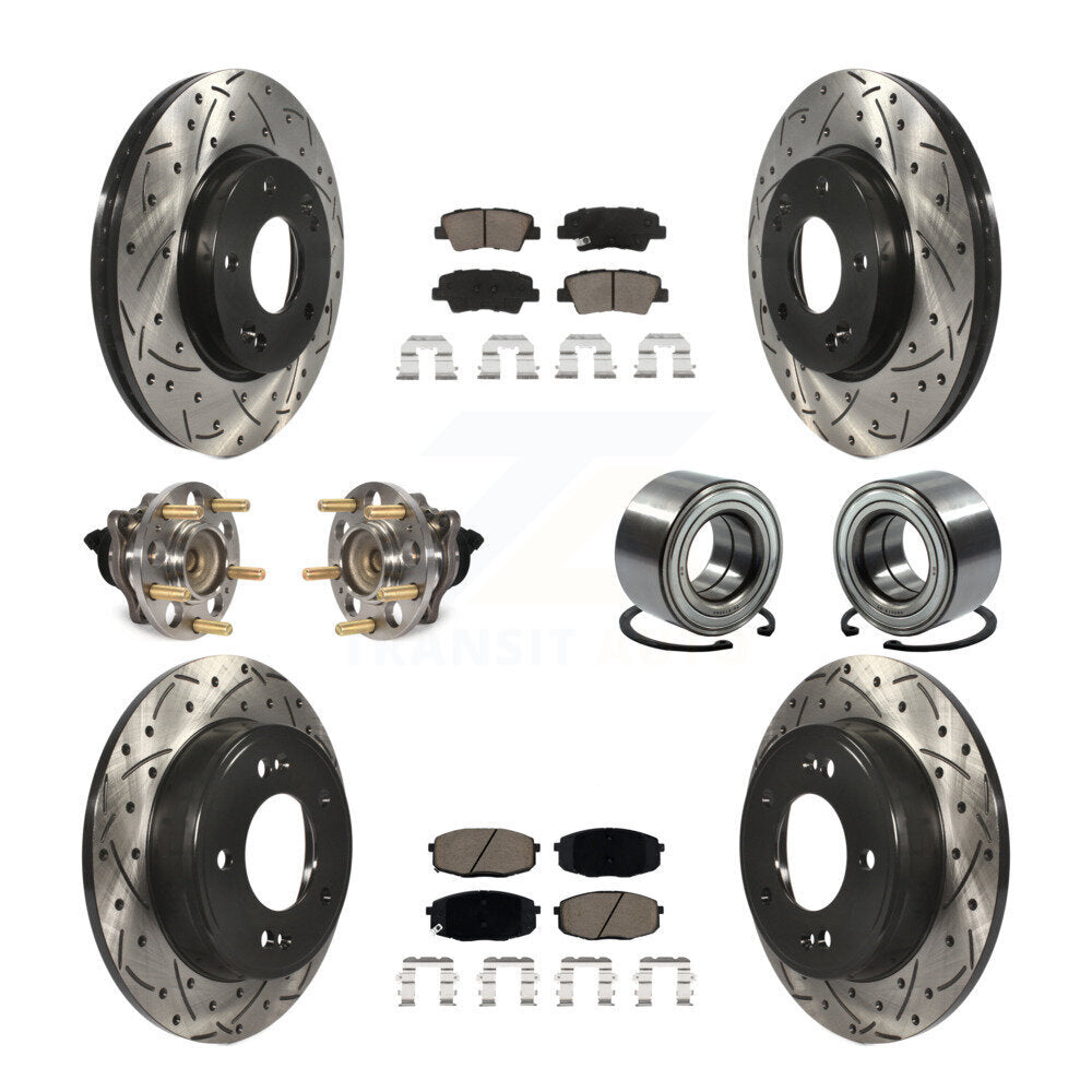 Hub Bearing Coated Brake Rotor Pads Front Rear Kit (10Pc) For 2014-2016 Kia Soul