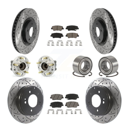 Hub Bearing Coated Disc Brake Rotor Pads Front Rear Kit (10Pc) For Hyundai Azera