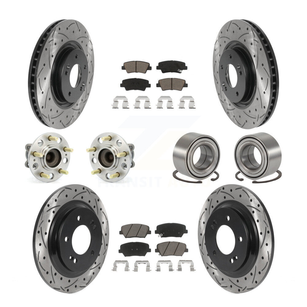 Hub Bearing Coat Brake Rotor Pad Front Rear Kit (10Pc) For Hyundai Azera Limited
