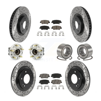 Hub Bearing Coat Brake Rotor Pad Front Rear Kit (10Pc) For Hyundai Azera Limited