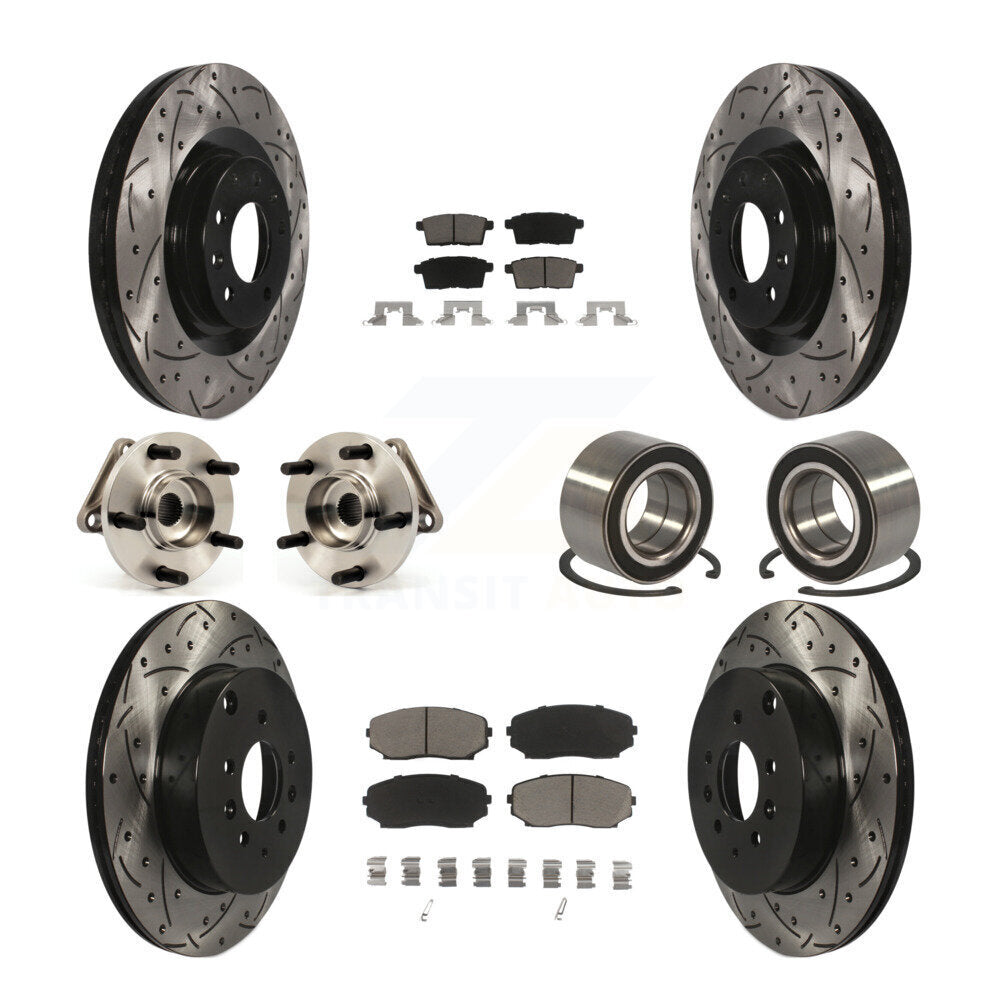 Hub Bearing Coat Brake Rotor Pads Front Rear Kit (10Pc) For 07-15 Mazda CX-9 AWD