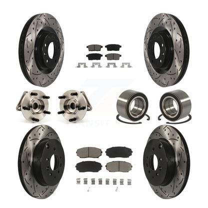 Hub Bearing Coat Brake Rotor Pads Front Rear Kit (10Pc) For 07-15 Mazda CX-9 AWD