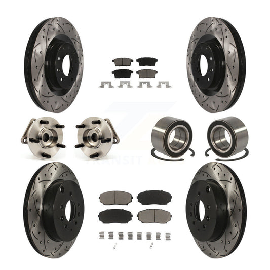 Hub Bearing Coat Brake Rotor Pads Front Rear Kit (10Pc) For 07-15 Mazda CX-9 AWD
