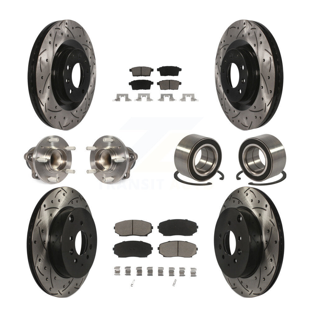 Hub Bearing Coat Brake Rotor Pads Front Rear Kit (10Pc) For 07-15 Mazda CX-9 FWD