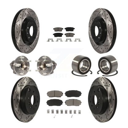 Hub Bearing Coat Brake Rotor Pads Front Rear Kit (10Pc) For 07-15 Mazda CX-9 FWD
