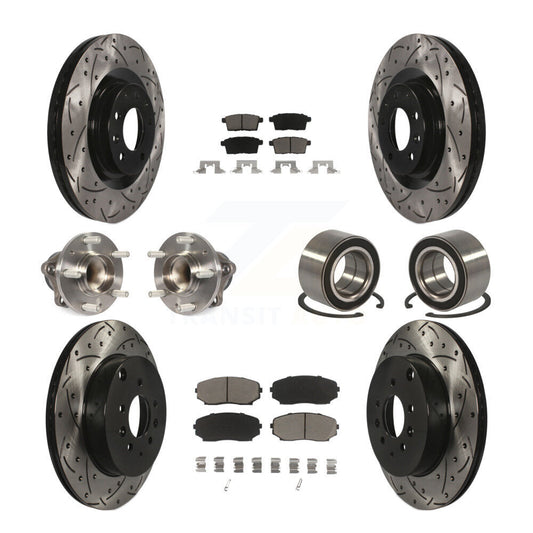 Hub Bearing Coat Brake Rotor Pads Front Rear Kit (10Pc) For 07-15 Mazda CX-9 FWD