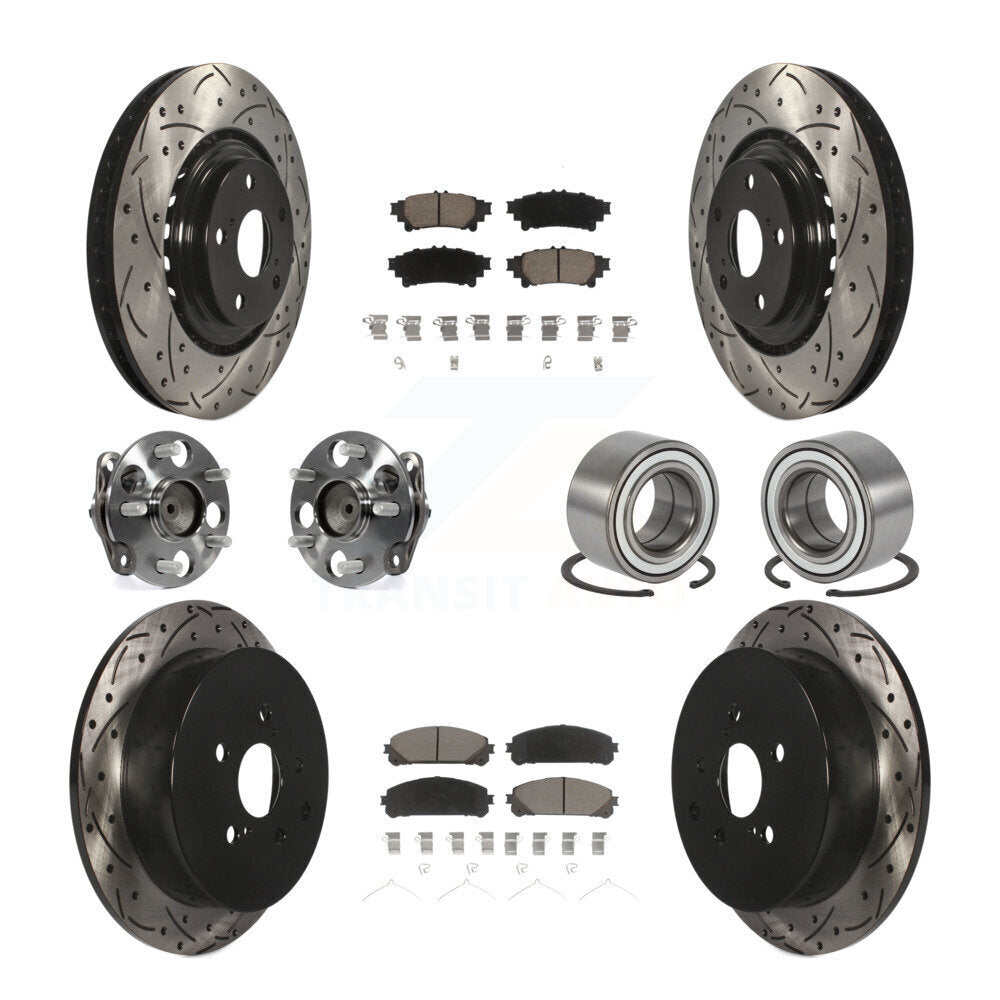 Hub Bearing Coated Brake Rotor & Pad Front Rear Kit (10Pc) For Toyota Sienna FWD
